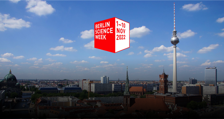 Berlin Skyline mit Berlin Science Week Logo