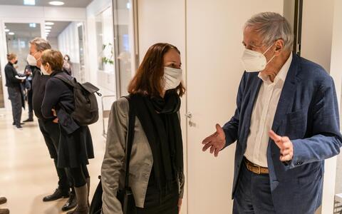 MDC-Vorst&auml;ndin Heike Gra&szlig;mann im Gespr&auml;ch mit Michael Naumann von der Barenboim-Said Akademie.