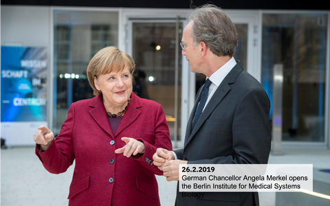 German Chancellor Angela Merkel opens the Berlin Institute for Medical Systems Biology