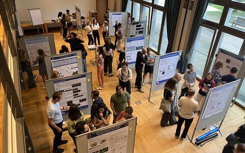 View into the room for the poster session