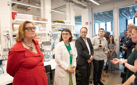Visitors in a lab