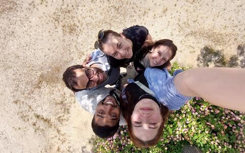The lab students take a photo in Sicily