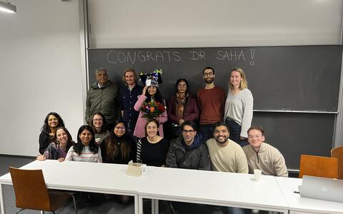 The lab celebrates Tannu's successful thesis defense