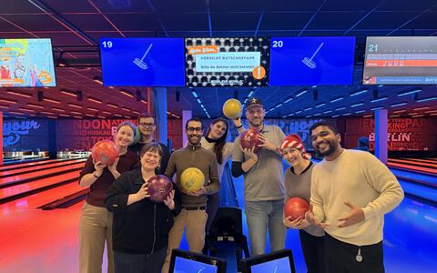 Group photo after bowling Xmas party 