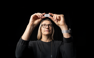woman with a scientific chip