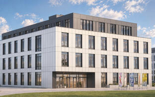 kunst am bau - rendering mit geb&auml;ude