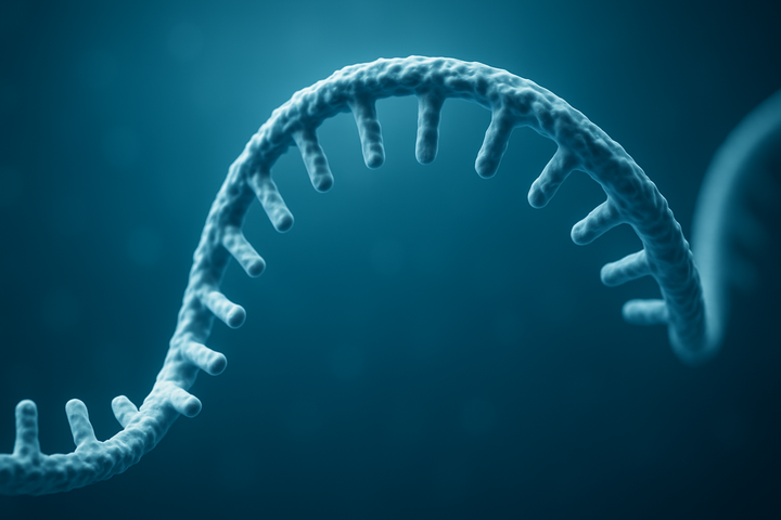 Messenger RNA strand 3D rendering