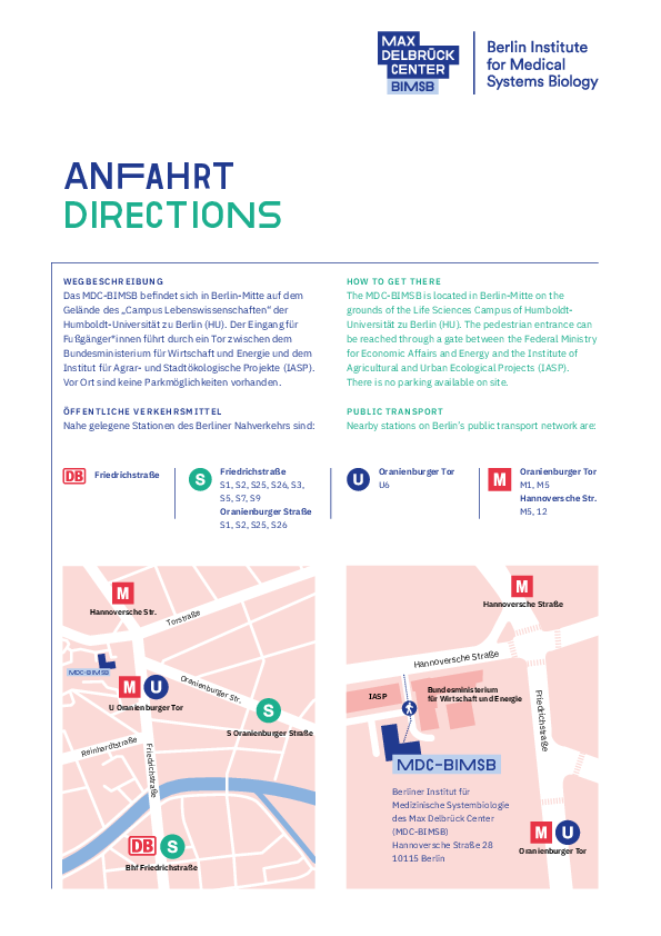 How to get to the Max Delbr&uuml;ck Center in Berlin-Mitte (MDC-BIMSB)