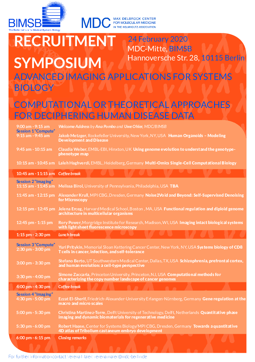 Poster Advanced Imaging Applications for Systems Biology" & "Computational/Theoretical Approaches for Deciphering Human Disease 