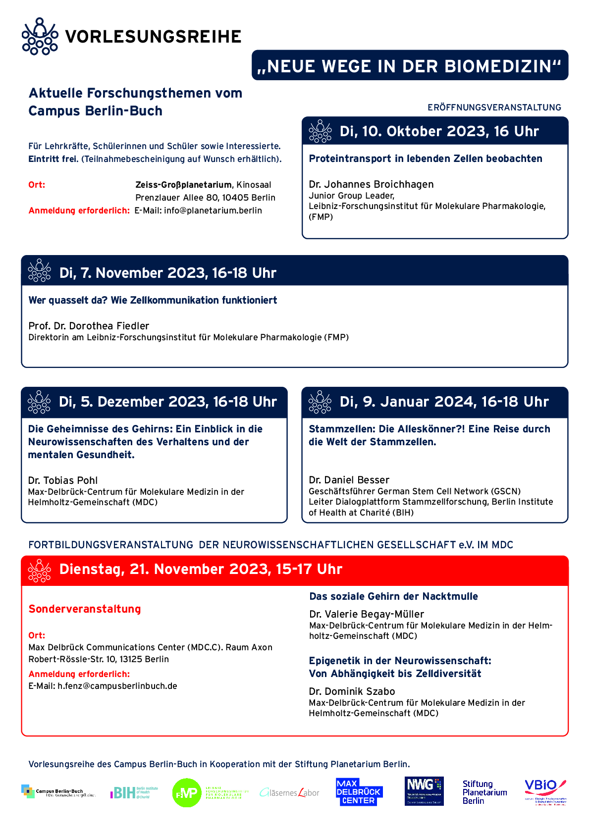 Neue Wege in der Biomedizin | Programm