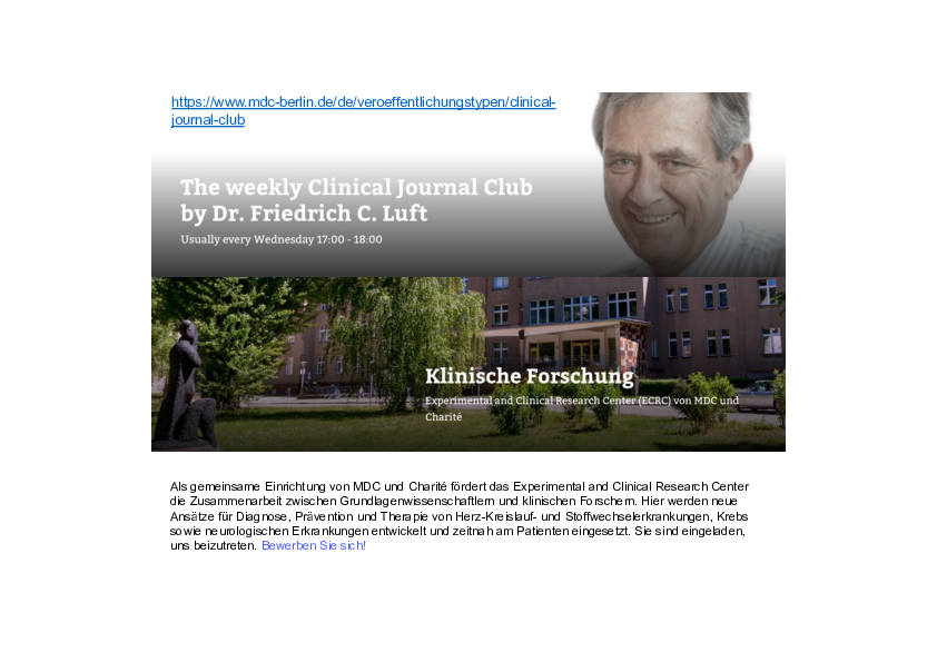 Presentation Clinical Journal Club &ndash; July 29, 2026
