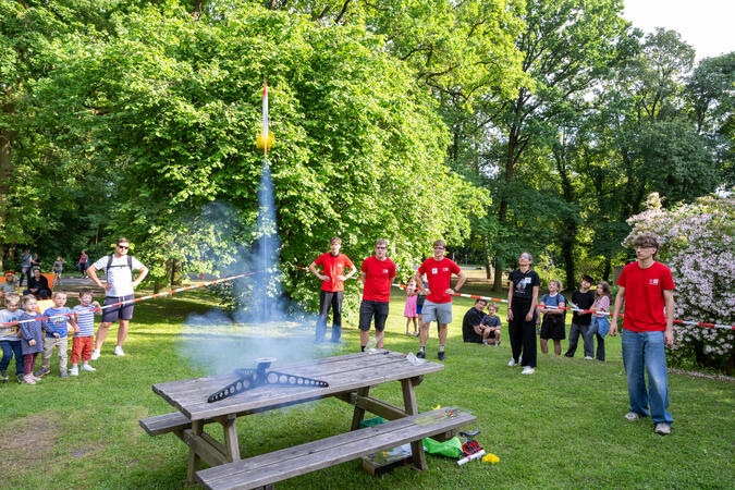 rocket launching on campus