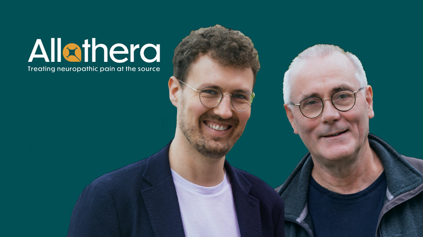 two men and logo of Allothera