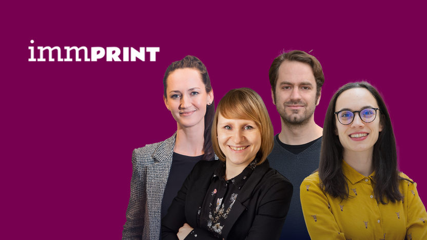 group of people and logo of immPRINT