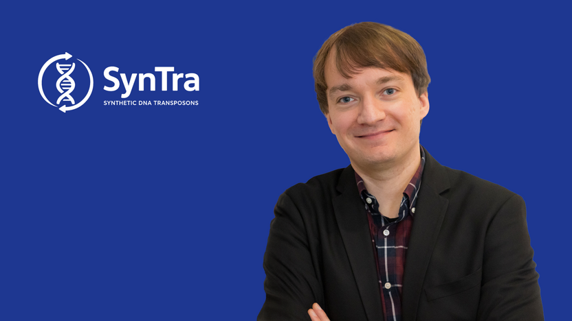 man and logo of SynTra