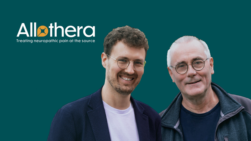 two men and logo of Allothera